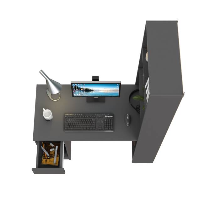 Стол компьютерный со шкафом комбинированным Лайт 10.01 цвет тёмно-серый