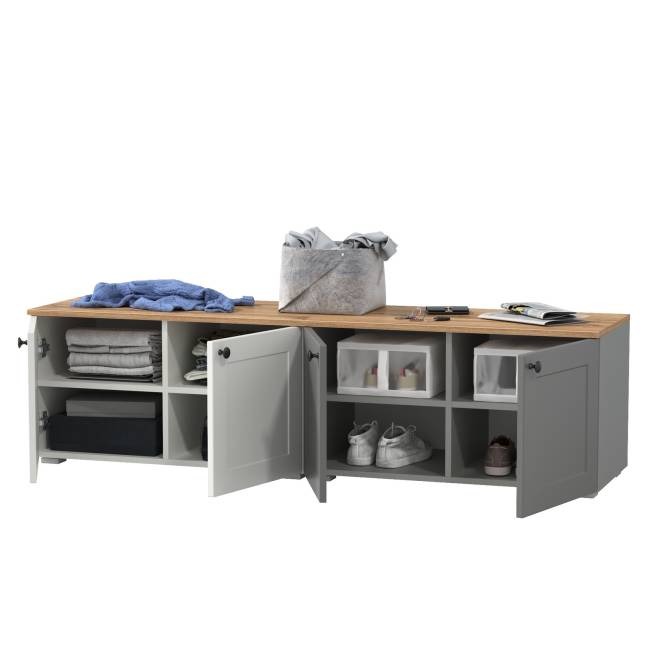 Две тумбы Остин 13.257 цвет белый шагрень/серый графит/дуб крафт золотой