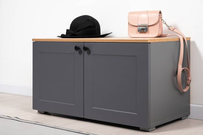 Две тумбы Остин 13.257 цвет белый шагрень/серый графит/дуб крафт золотой