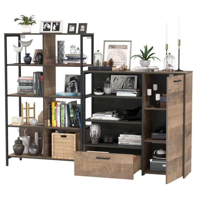 Стеллаж 13.151.02 с комодом с ящиком и дверкой Трувор цвет дуб гранж песочный/интра