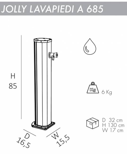 Душ уличный для ног Jolly Lavapiedi A 685 бежевый 165х155х850 мм Душ уличный для ног Jolly Lavapiedi A 685 бежевый 165х155х850 мм