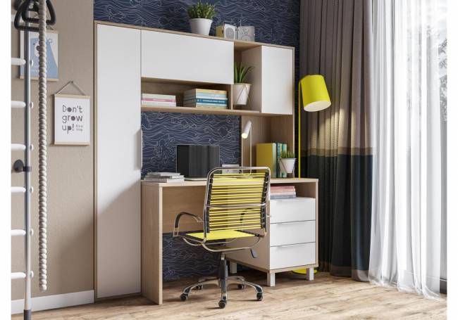 Компьютерный стол Комфорт 12.95 162х60,3х180 дуб сонома / белый PE шагрень