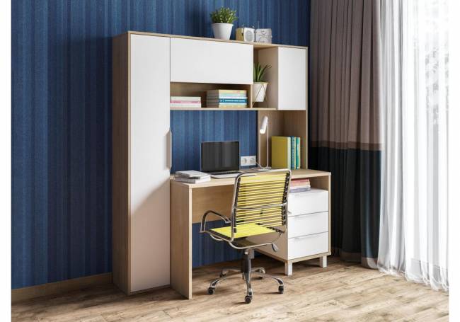 Компьютерный стол Комфорт 12.95 162х60,3х180 дуб сонома / белый PE шагрень